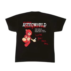 Travis Scott Black Tee Red Bear